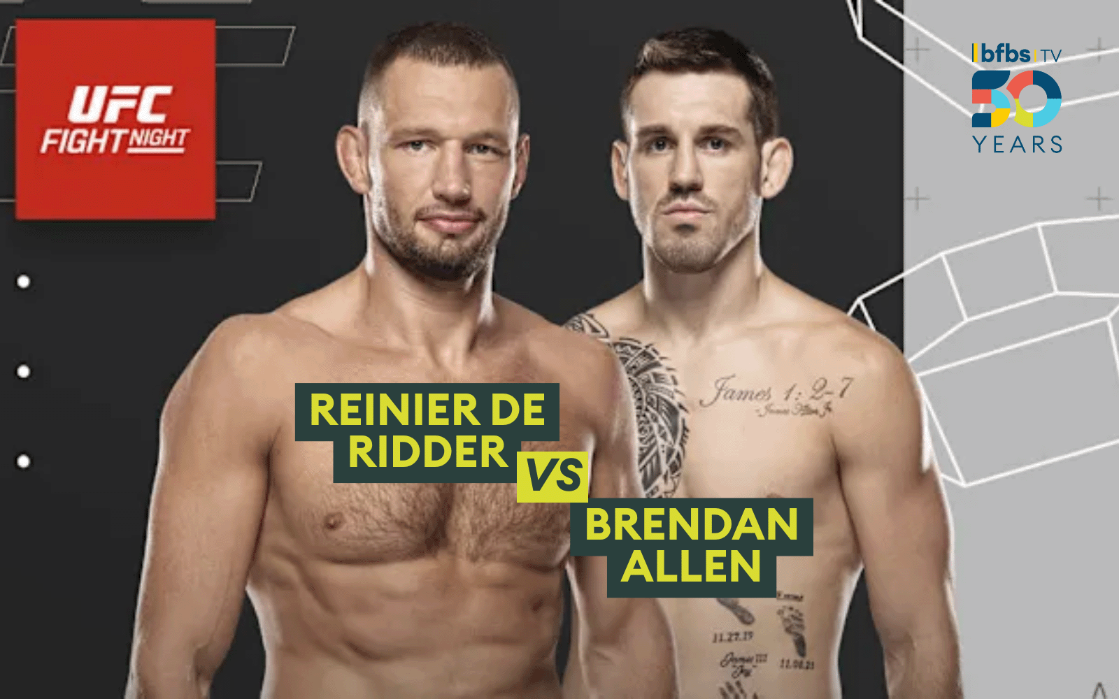 UFC Fight Night: Reiner De Ridder vs. Brendan Allen poster.