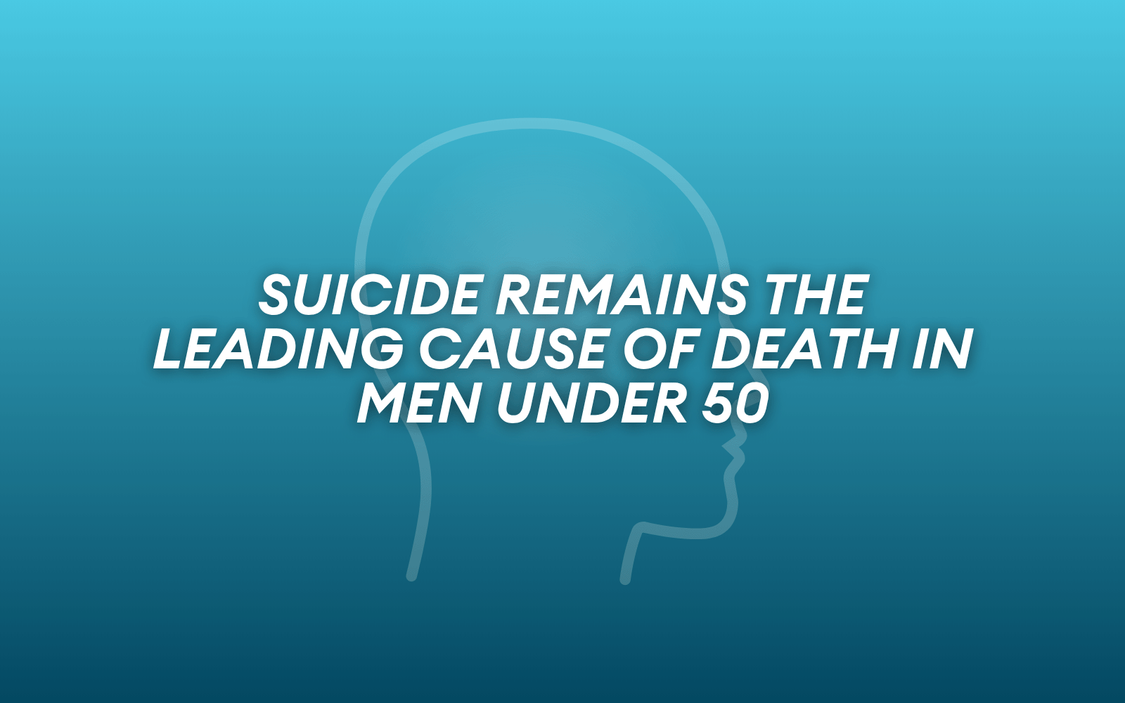 Duotoned blue background, graphic of a head, text 'at least 1 in 10 men experience mental health problems around the time of their child’s birth'.