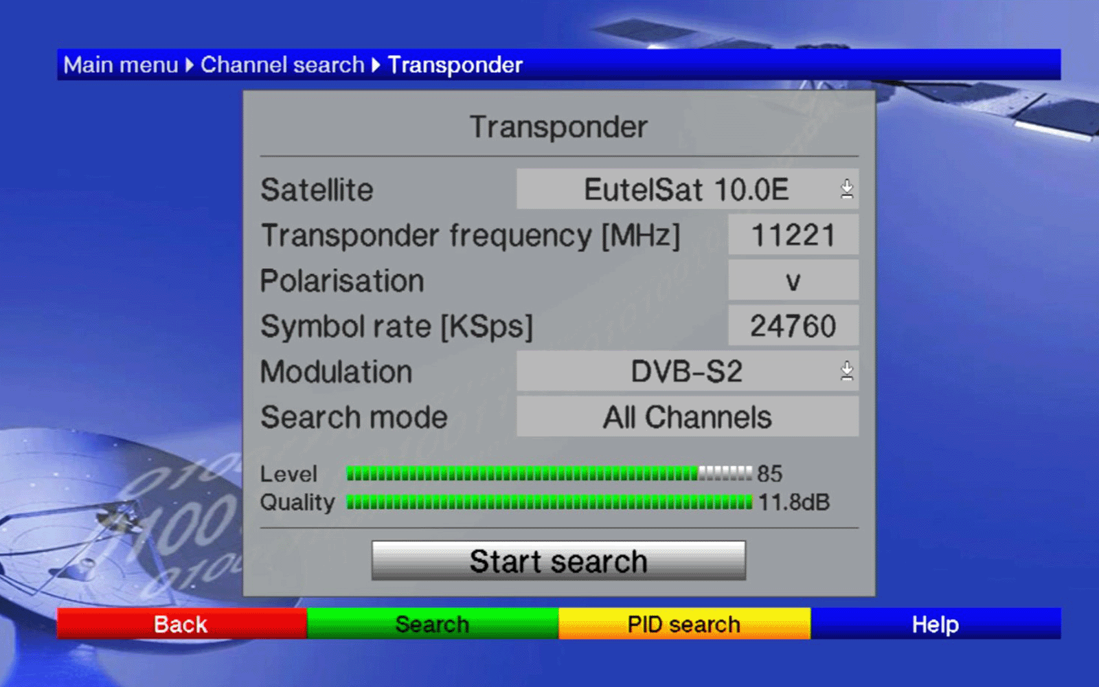 Screen grab from the BFBS TV set top box.