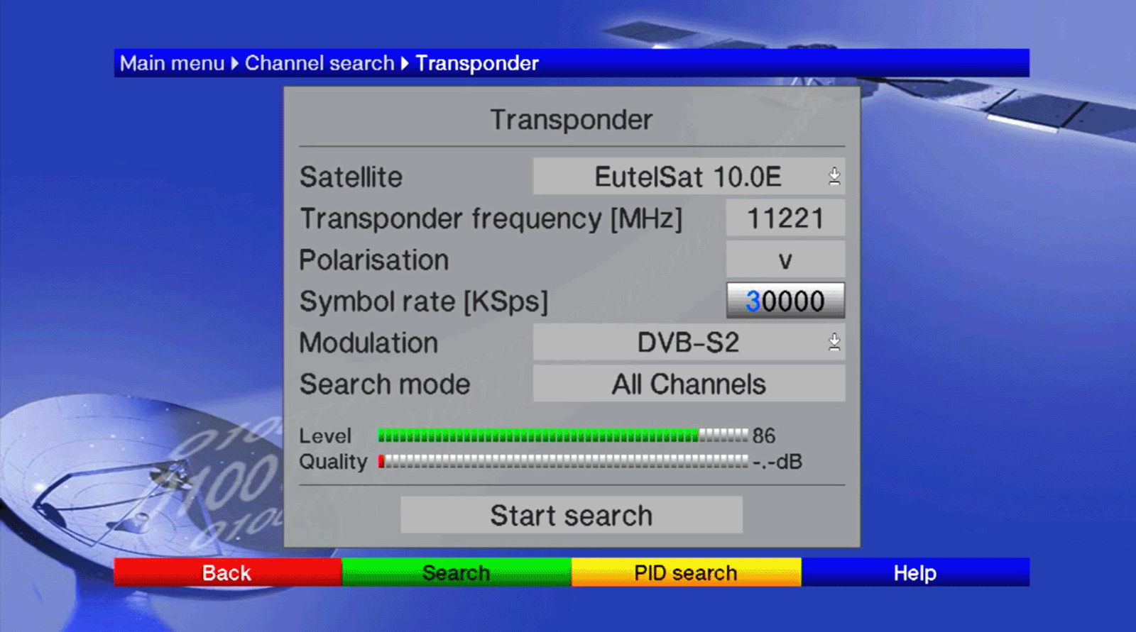 Screen grab from the BFBS set top box menu.