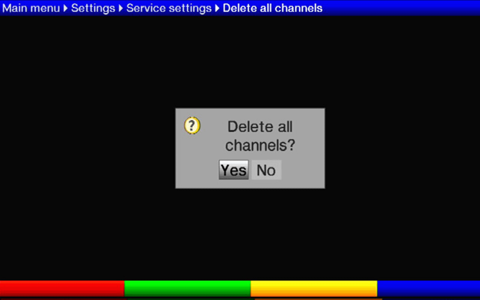 Screen grab from the BFBS TV set top box.