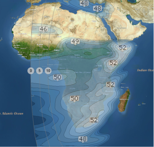 Map of Africa with highlighted markers on.