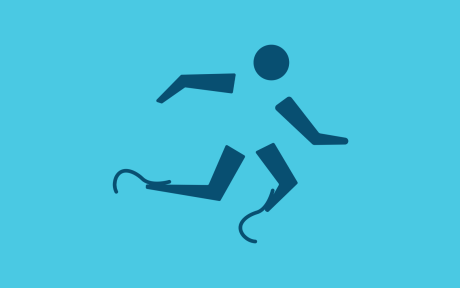Digital icon of someone running.