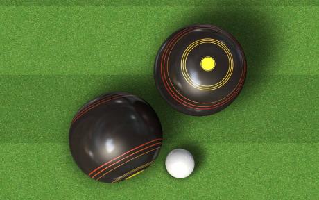 Close up of Lawn Bowl balls.