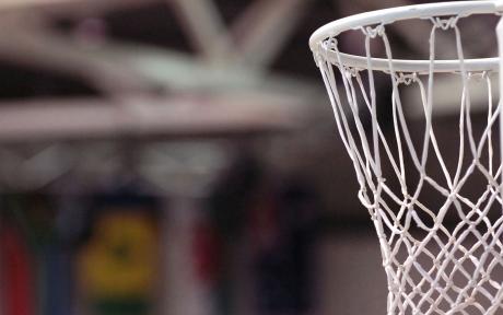 Close up of a netball net.