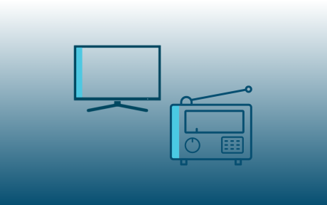 Digital icons of a TV and a radio.