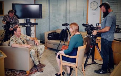 Interview being filmed