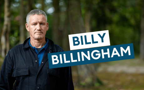 PR photo of Billy Billingham with a forest background.