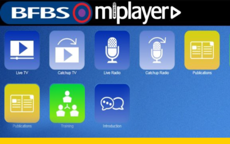 Blue MiPlayer interface with icons for video and audio