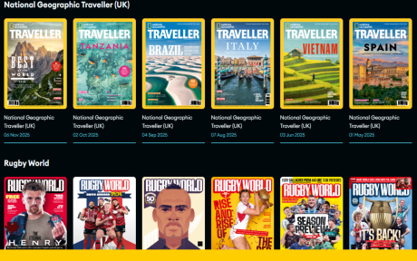 MiPlayer publications screen showing magazine covers