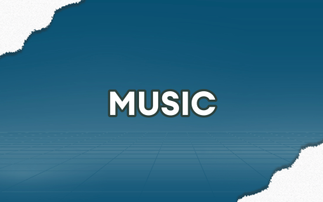 Blue background, text 'Music'.