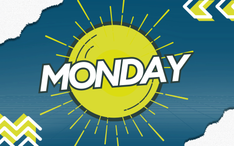 Digital artwork for the easter weekend on BFBS Radio. Text 'Monday'.