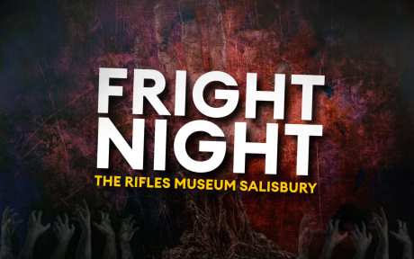 Fright Night 2022 artwork, ghostly backdrop, ghostly hand, text 'Fright Night'.