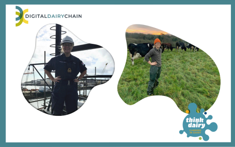 Two photos of farmers working.