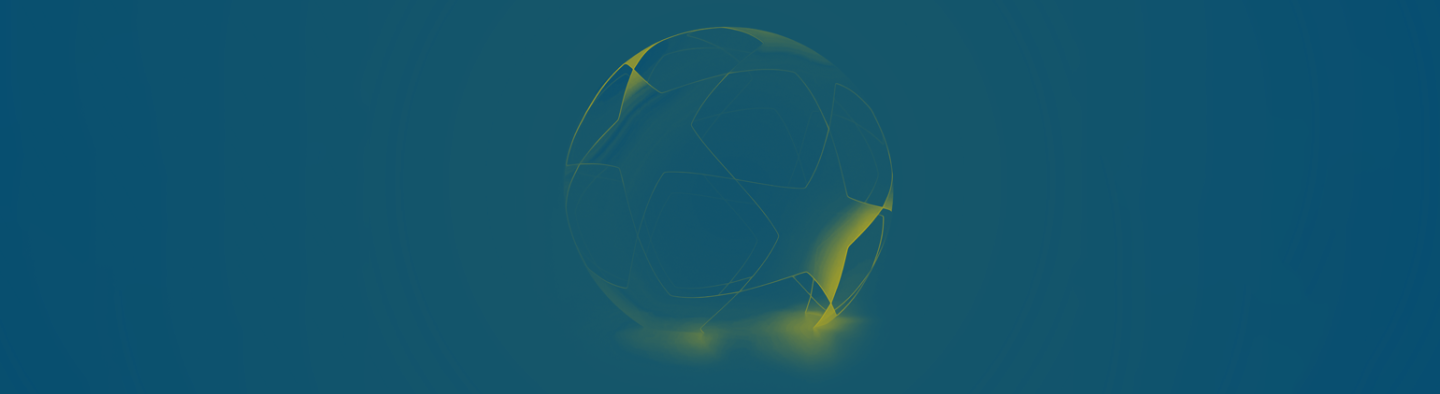 Silhouette of a football on a duotoned blue and yellow background.